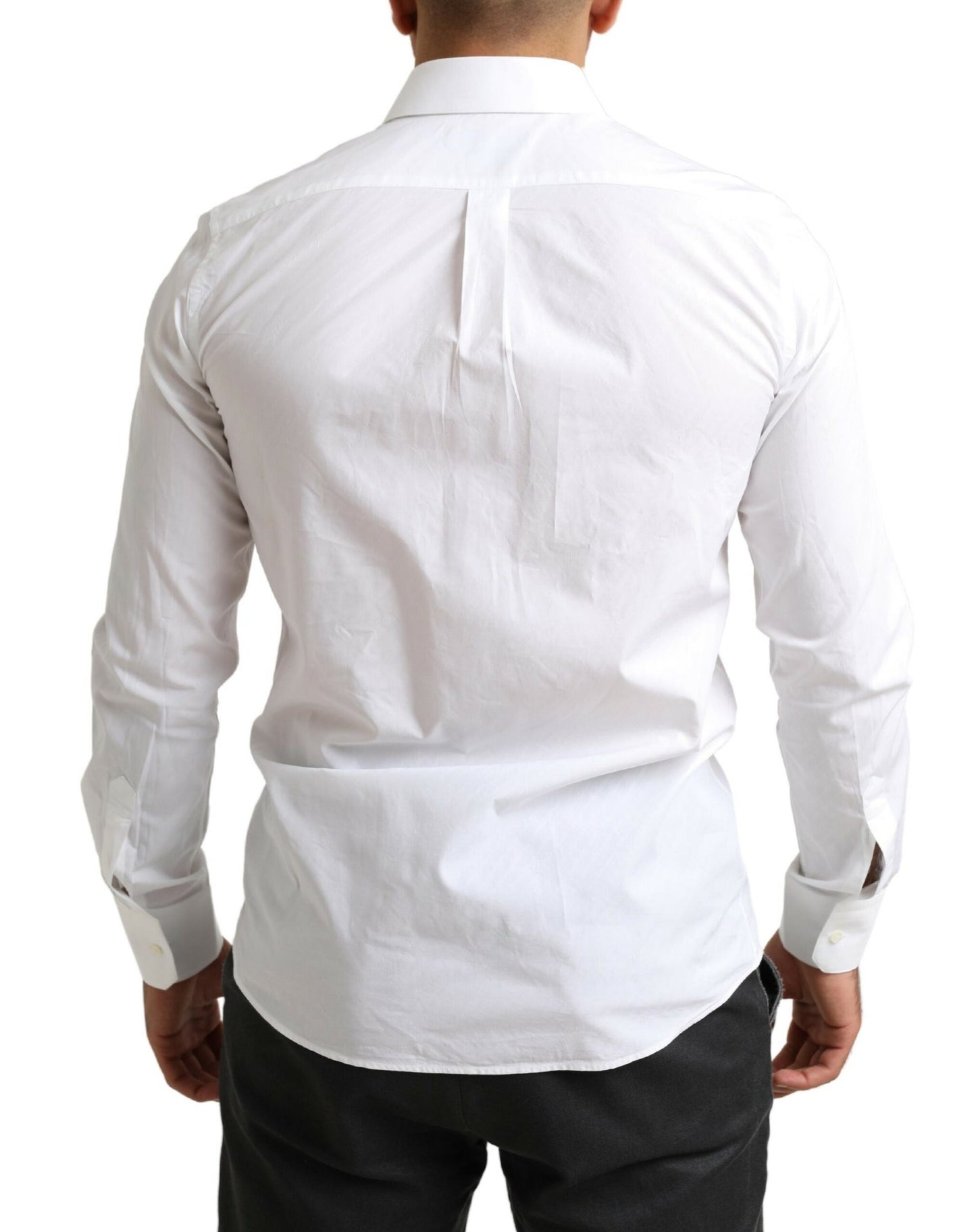 Elegant White Cotton Martini Dress Shirt