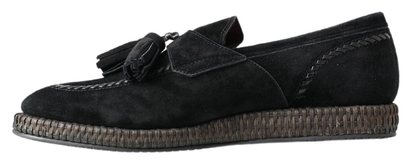 Elegant Black Suede Espadrilles Sneakers