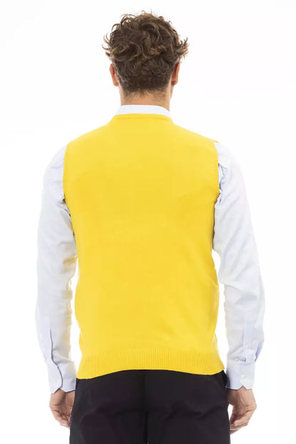 Yellow Viscose Men Vest