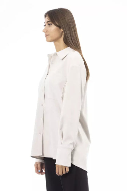 White Polyester Women Shirt