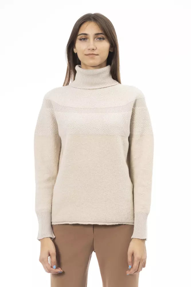 Beige Alpaca Women Sweater