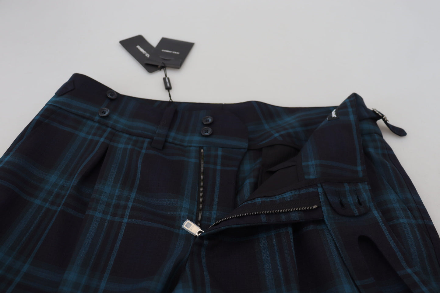 Elegant Plaid Wool Dress Pants