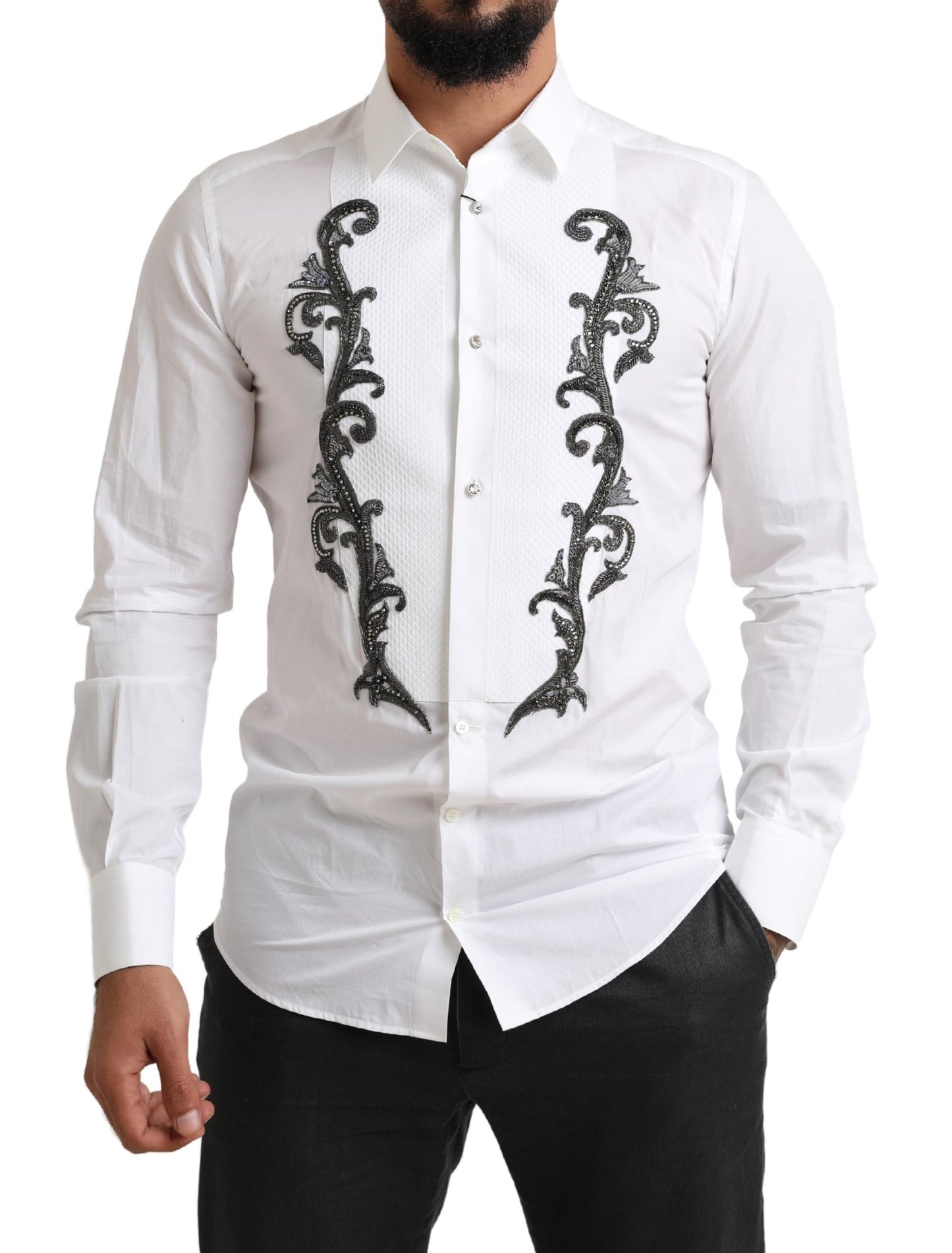 Italian Designer Slim Fit Tuxedo Shirt