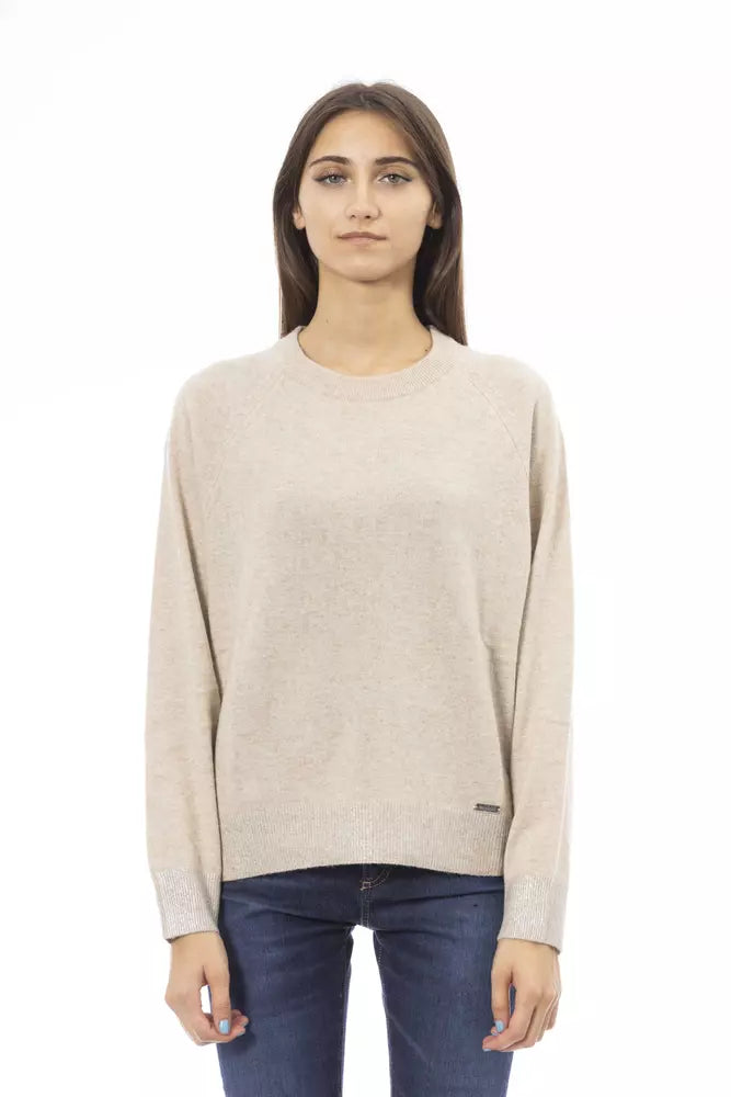 Beige Wool Women Sweater