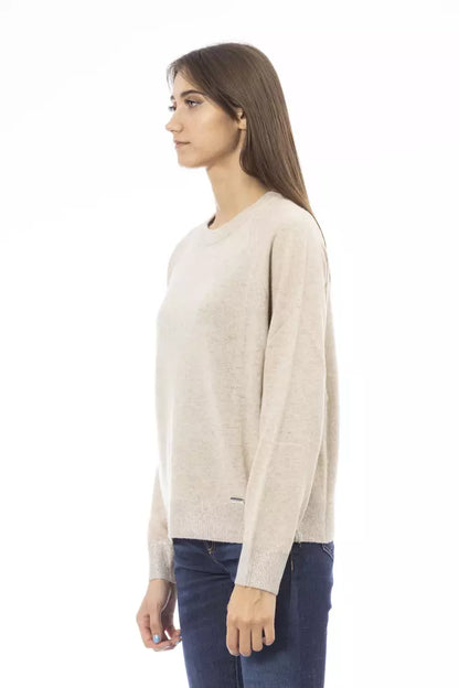 Beige Wool Women Sweater