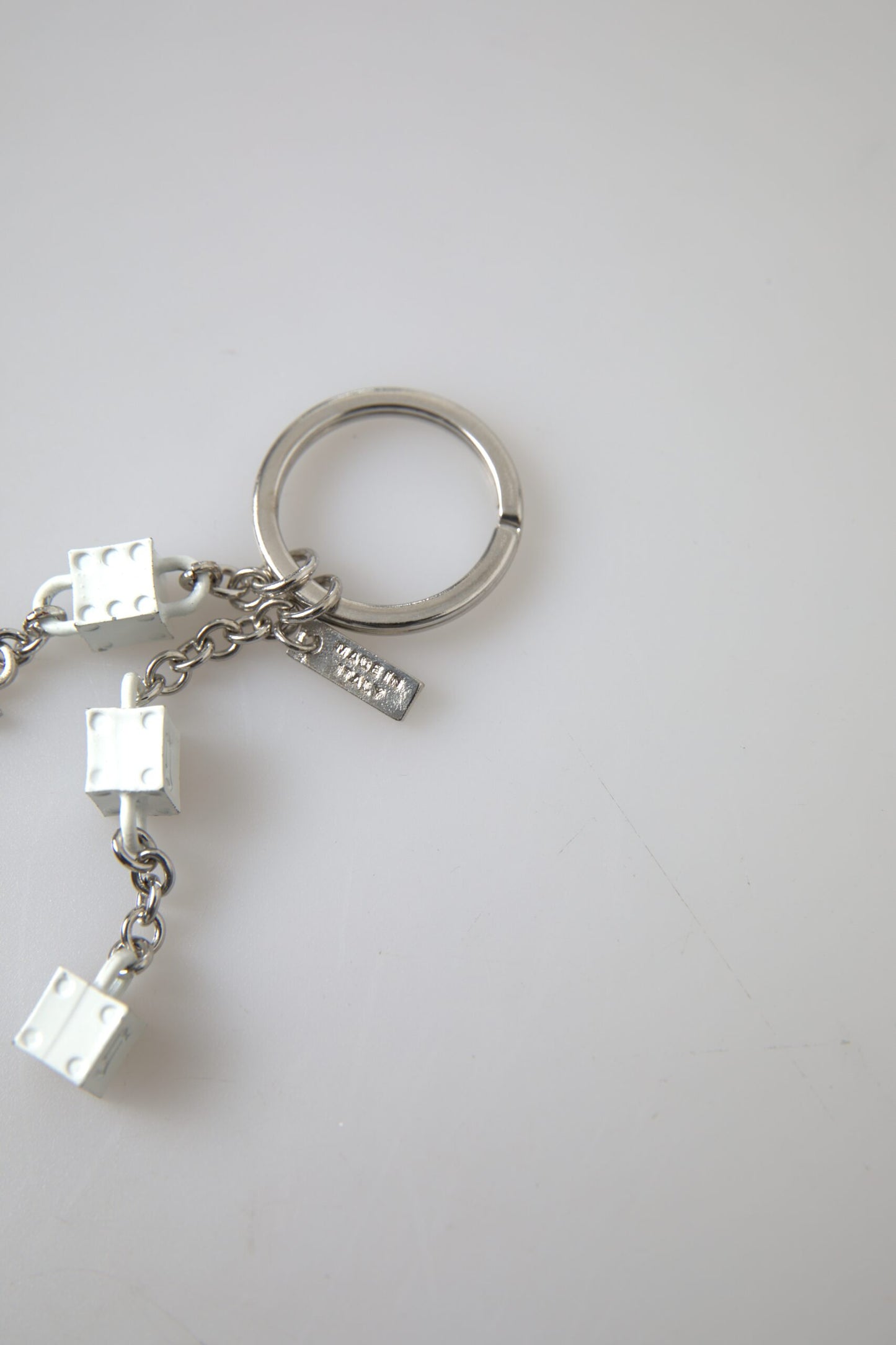 Silver Brass Logo Charm Keychain