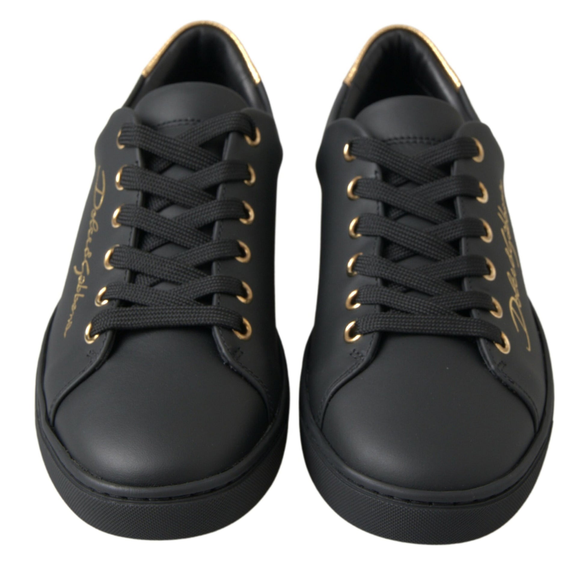 Black Gold Leather Classic Sneakers