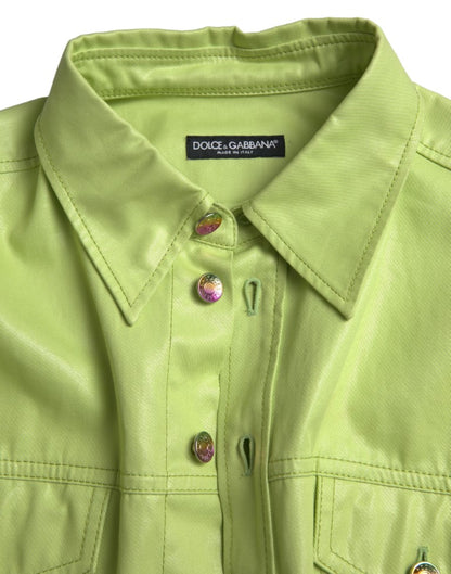 Elegant Light Green Cotton Button Down Shirt