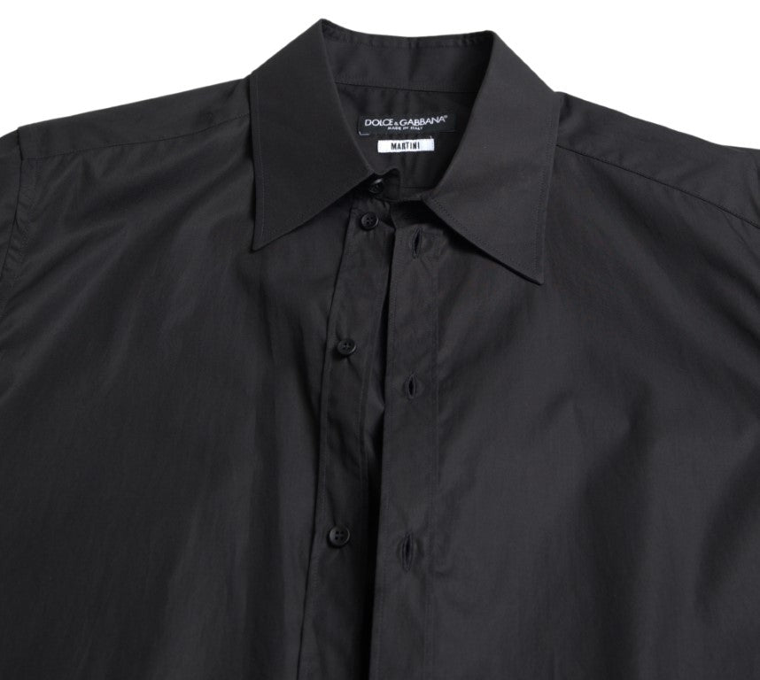 Elegant Black Gold Button Formal Shirt