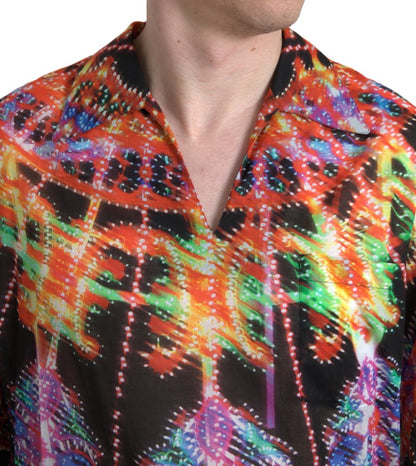 Multicolor Luminarie Print Cotton Polo Shirt