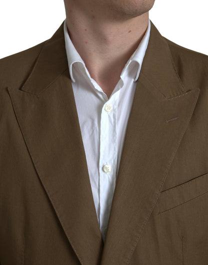 Elegant Brown Silk Blend Taormina Suit