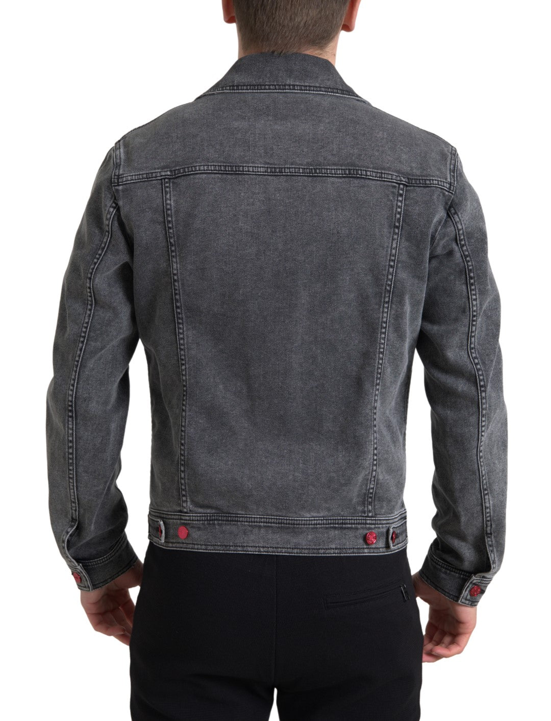 Elegant Gray Stretch Denim Jacket