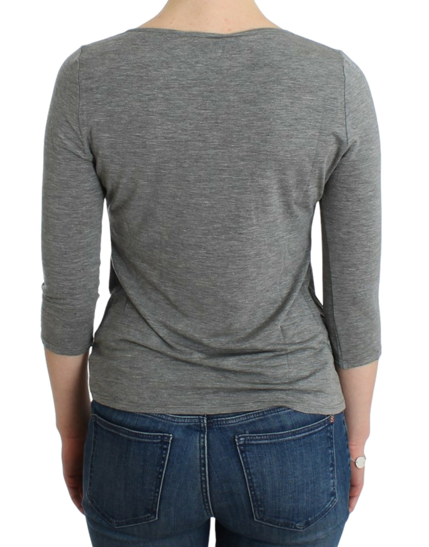 Elegant Gray Cashmere-Blend Jumper