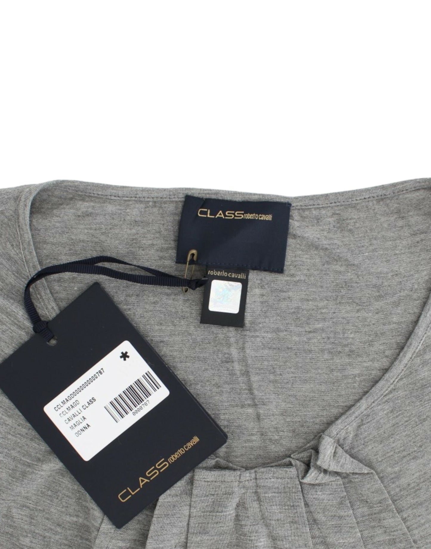 Elegant Gray Cashmere-Blend Jumper