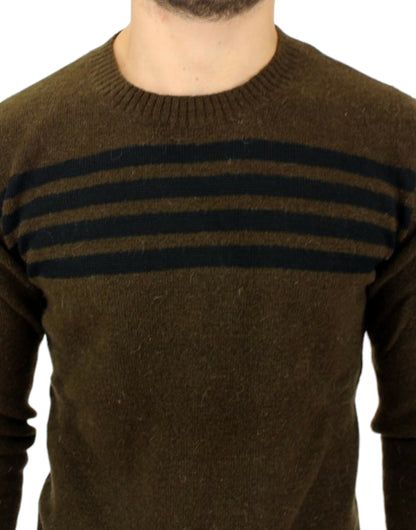 Brown striped crewneck sweater