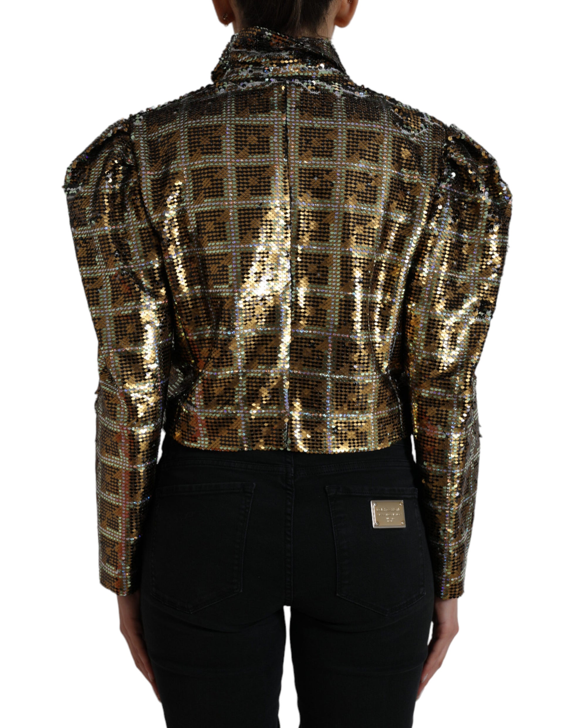 Multicolor Sequined Cropped Jacket