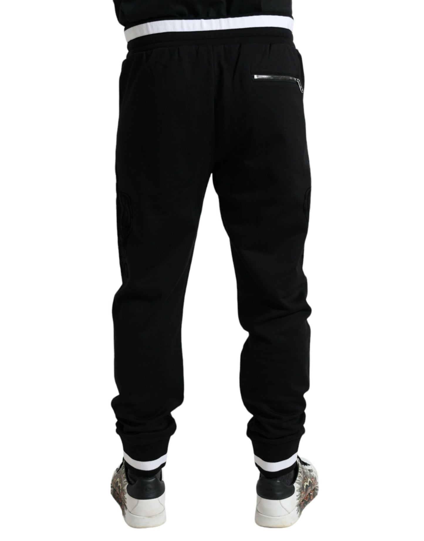 Elegant Black and White Cotton Joggers