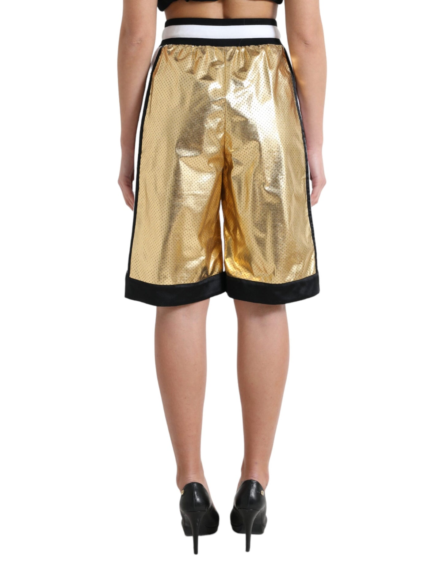 Elevated Elegance: High Waist Golden Shorts