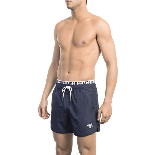 Blue Polyester Men Swim Short