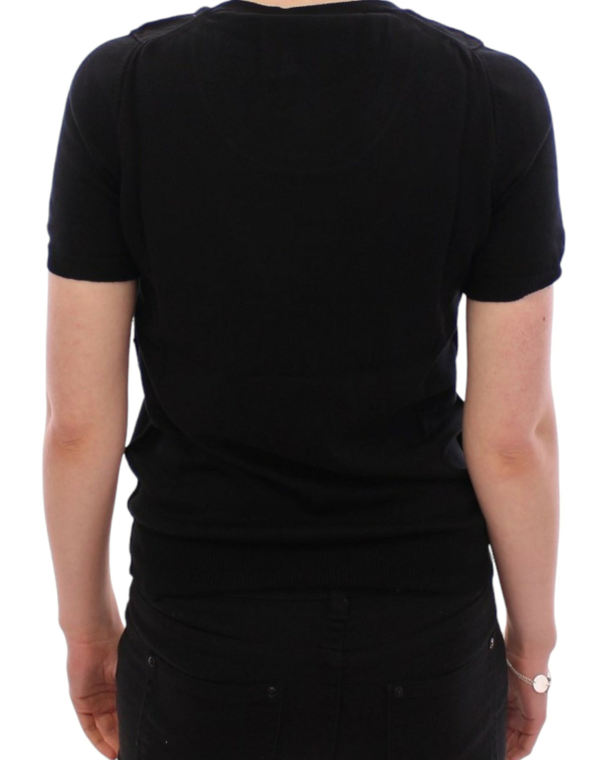 Elegant Black Cotton Crew-neck Tee