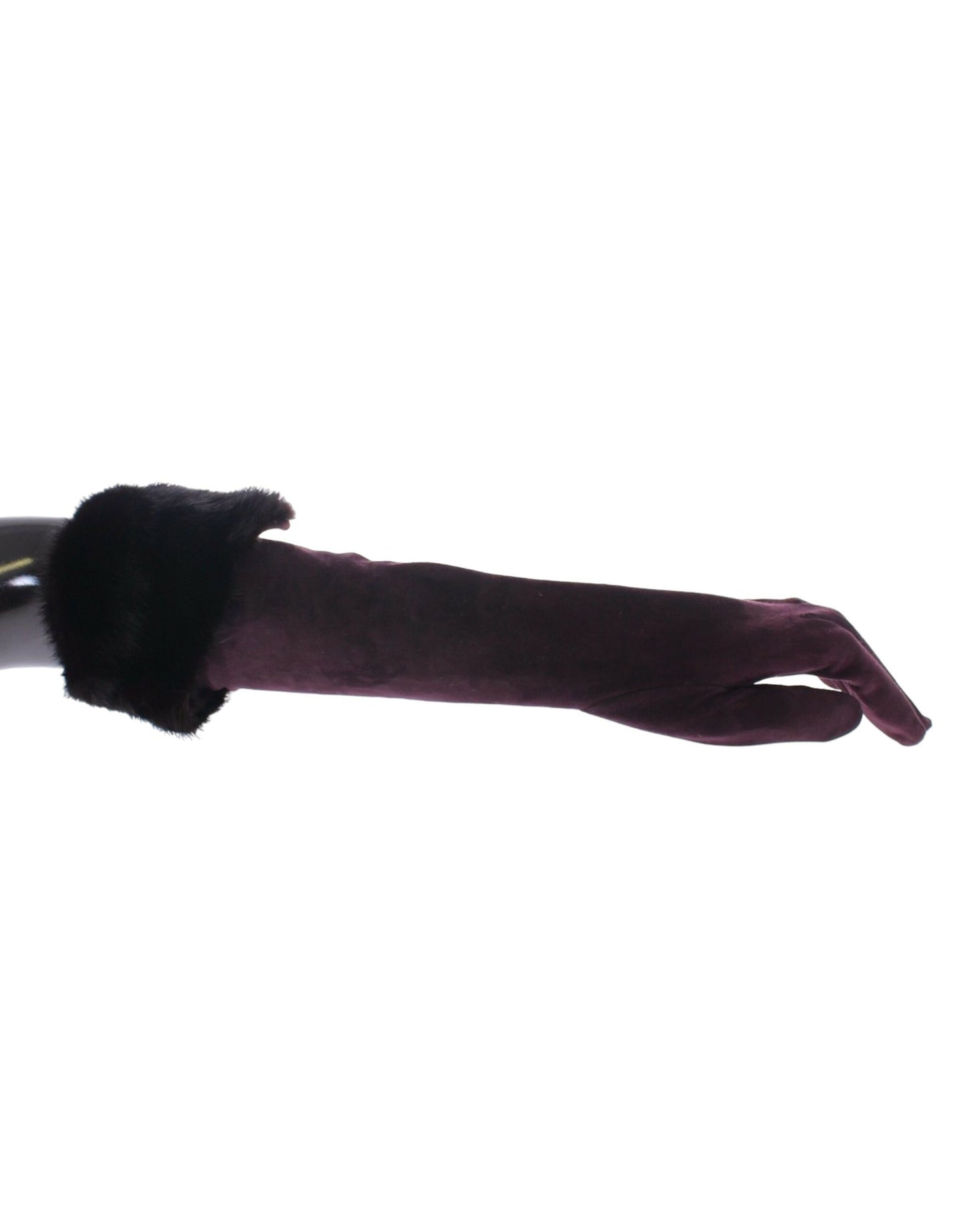 Elegant Elbow Length Purple Fur Gloves