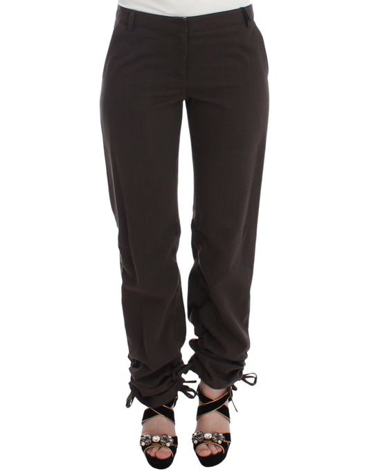 Chic Brown Cotton Dress Pants