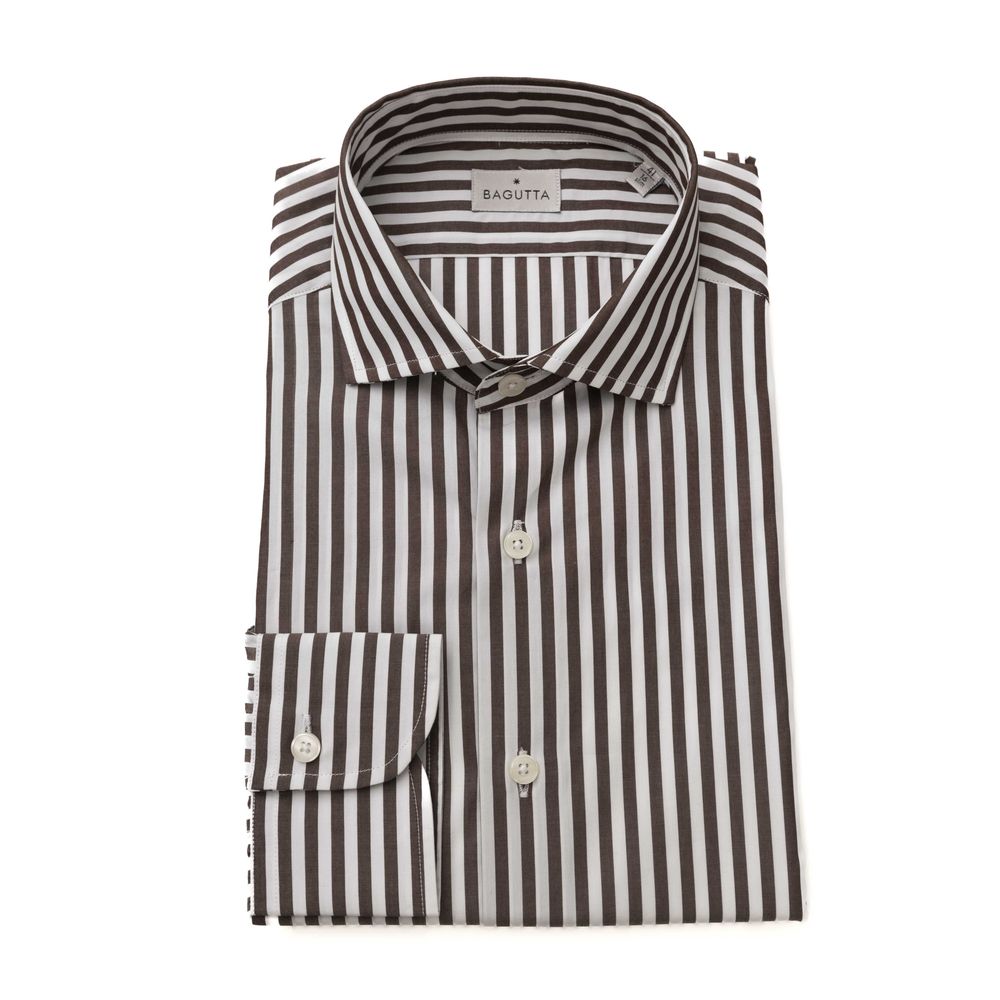 Brown Cotton Men Shirt