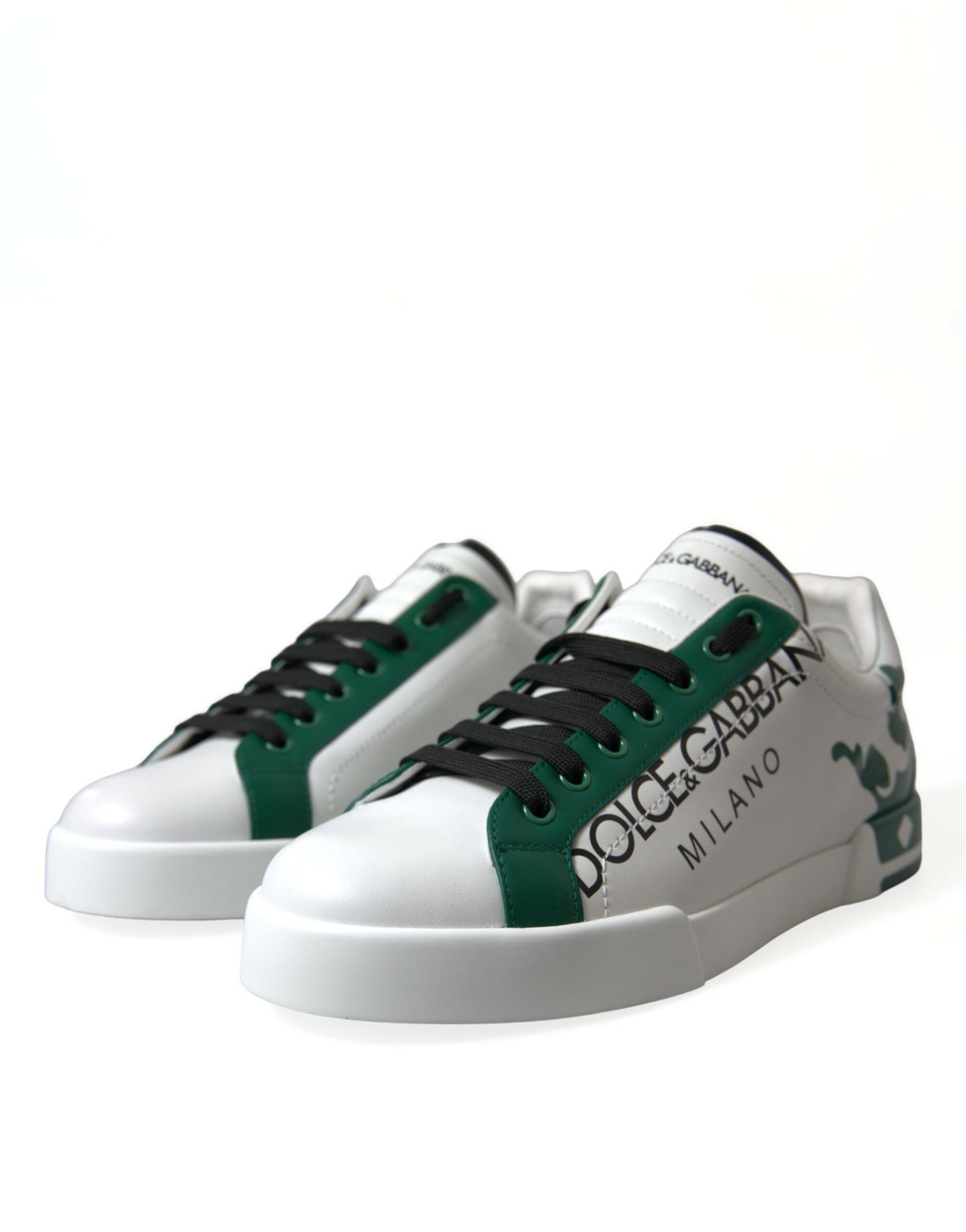 Elegant White Crown Leather Sneakers