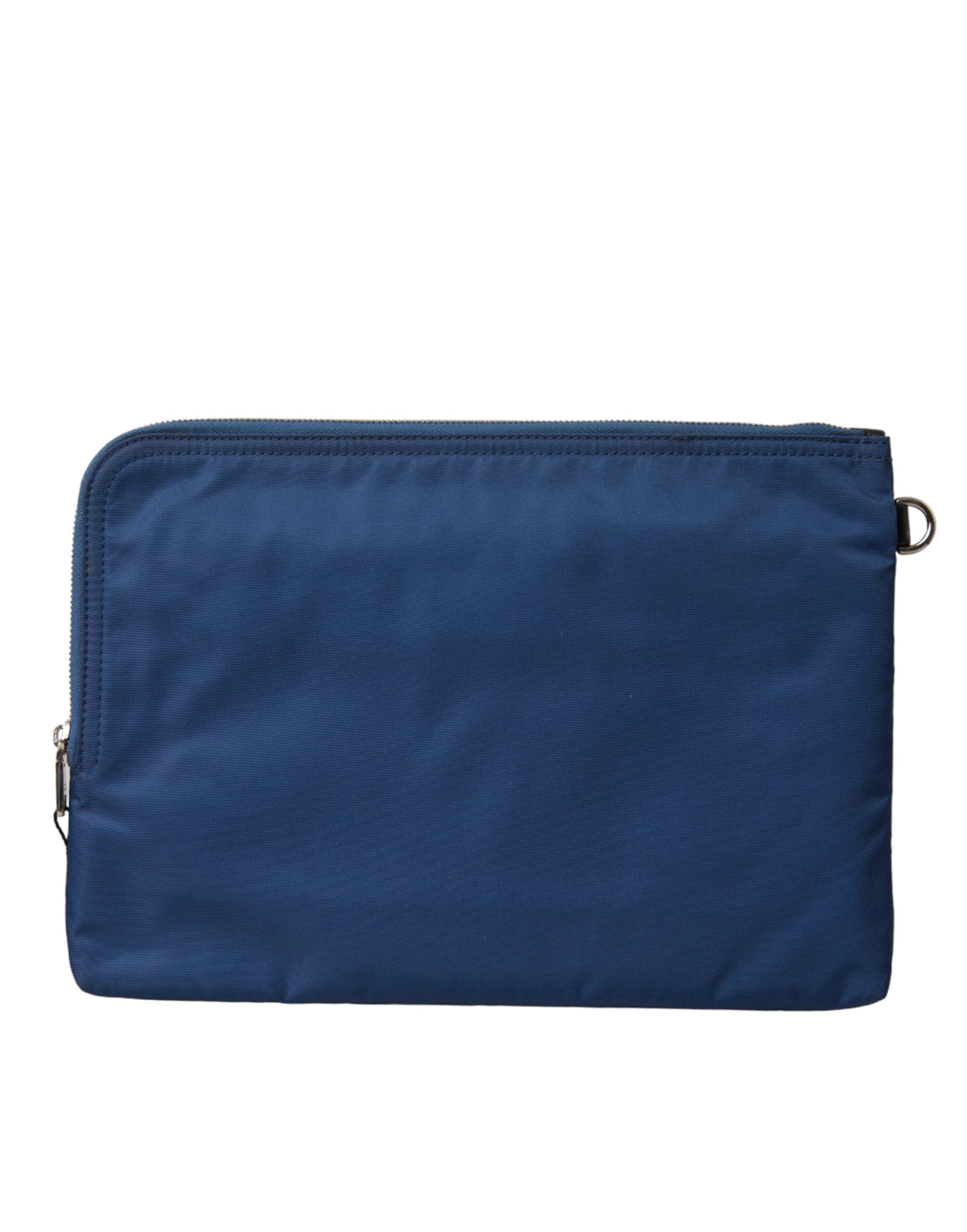 Elegant Blue Nylon Zipped Clutch