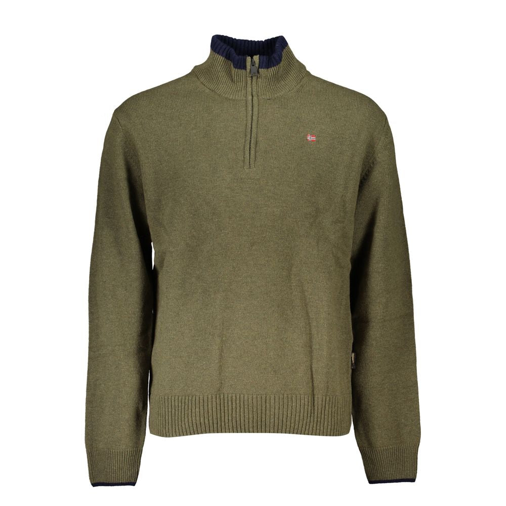 Green Fabric Men Sweater