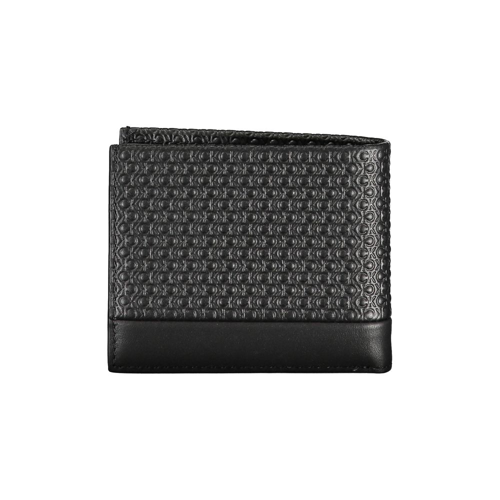 Sleek Black Leather Wallet with Contrast Details