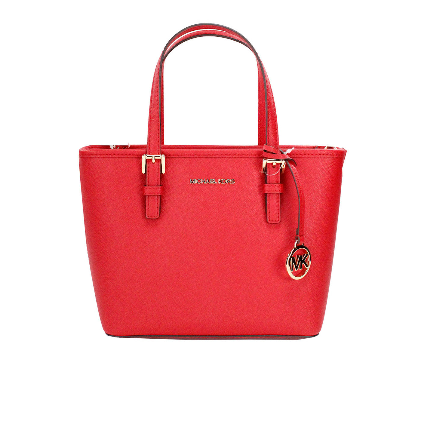 Jet Set Bright Red Leather XS Carryall Top Zip Tote Bag Purse