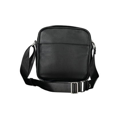 Sleek Black Polyethylene Shoulder Bag