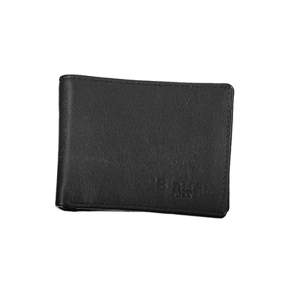 Elegant Black Leather Dual-Compartment Wallet