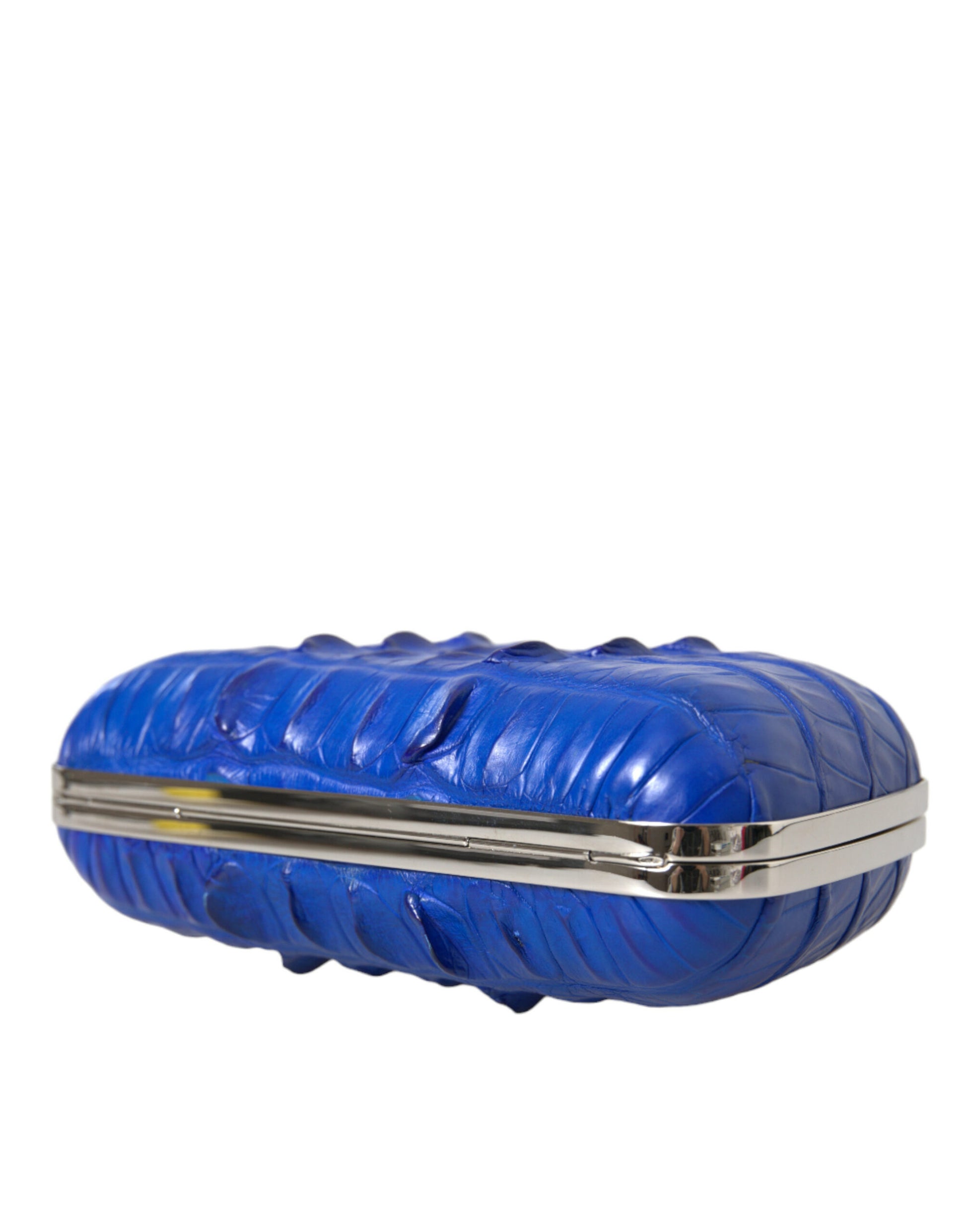 Electric Blue Crocodile Skin Clutch