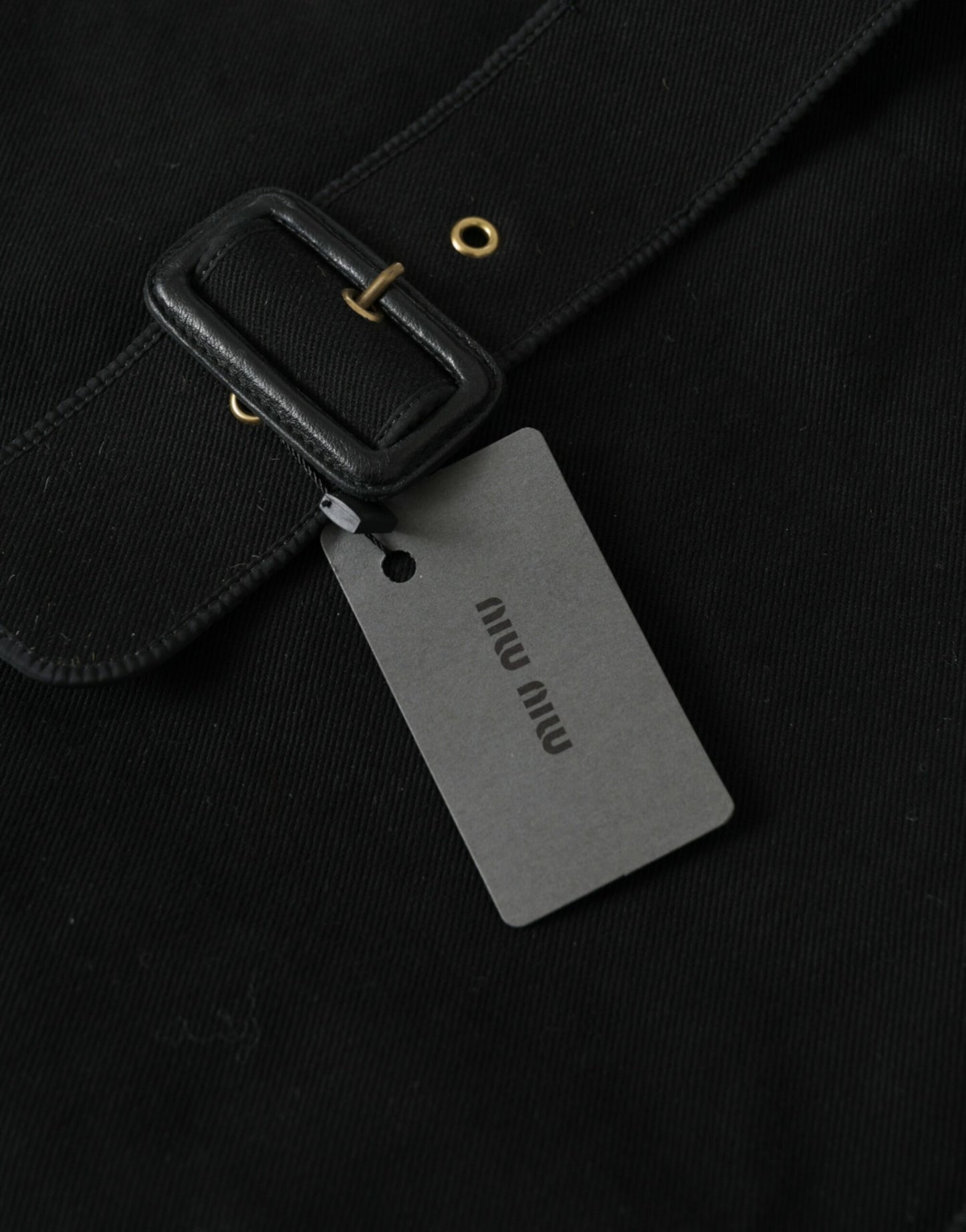 Black Canvas Denim Logo Shoulder Tote Shopping Bag