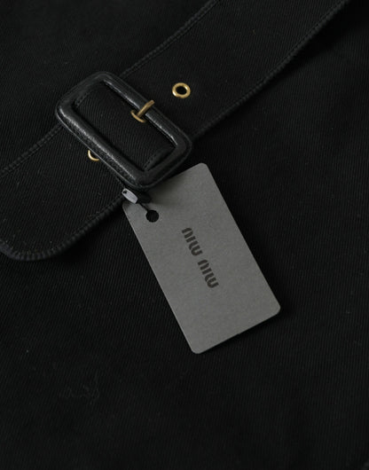 Black Canvas Denim Logo Shoulder Tote Shopping Bag