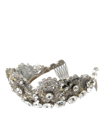 Silver Brass STRASS Crystal Crown Tiara LED Diadem