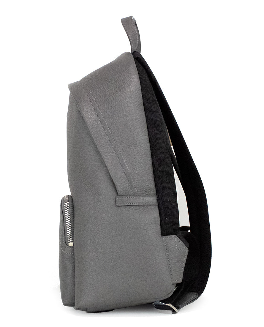 Abbeydale Branded Charcoal Grey Pebbled Leather Backpack Bookbag