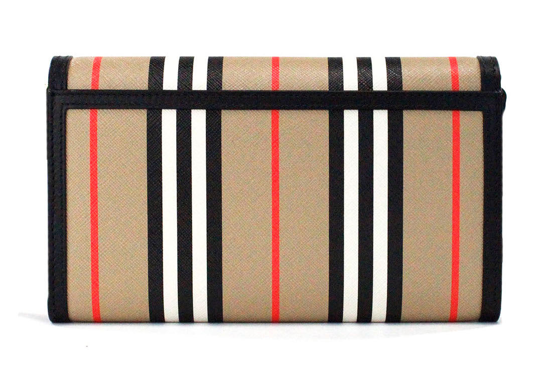 Hannah Icon Stripe Archive Black E-Canvas Leather Wallet Crossbody Bag