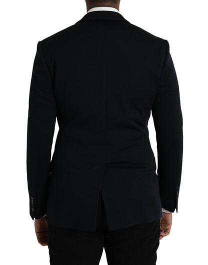 Black Wool Notch Single Breasted Coat Blazer