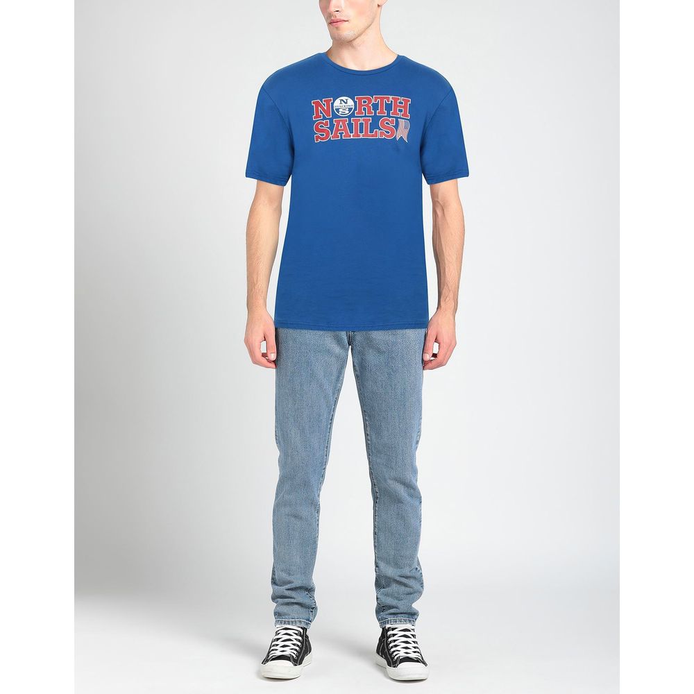 Light Blue Cotton Men T-Shirt