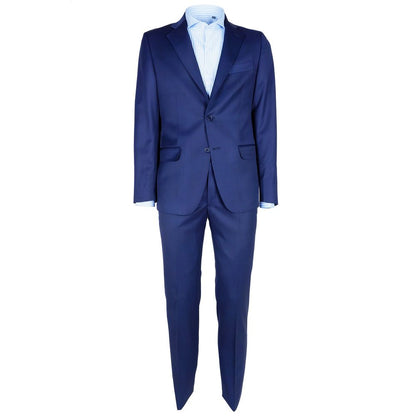 Elegant Woolen Men's Suit in Dapper Blue