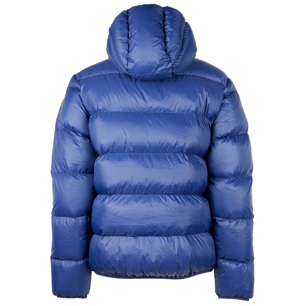 Sleek Blue Nylon Down Jacket