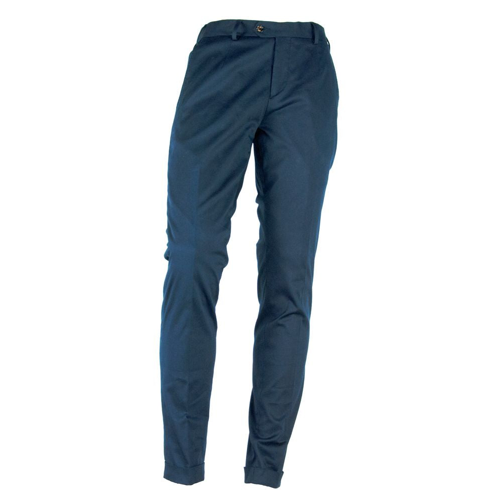 Blue Cotton Men Trouser