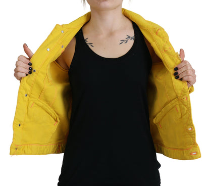 Yellow Collared Long Sleeves Denim Jacket