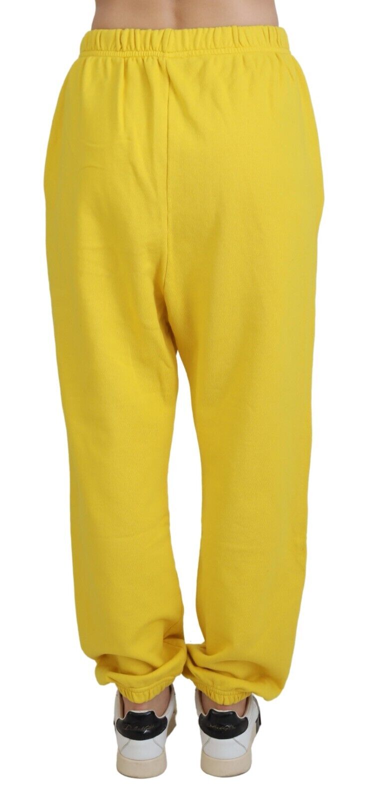 Yellow Mid Waist Logo Print Jogger Trouser Pants