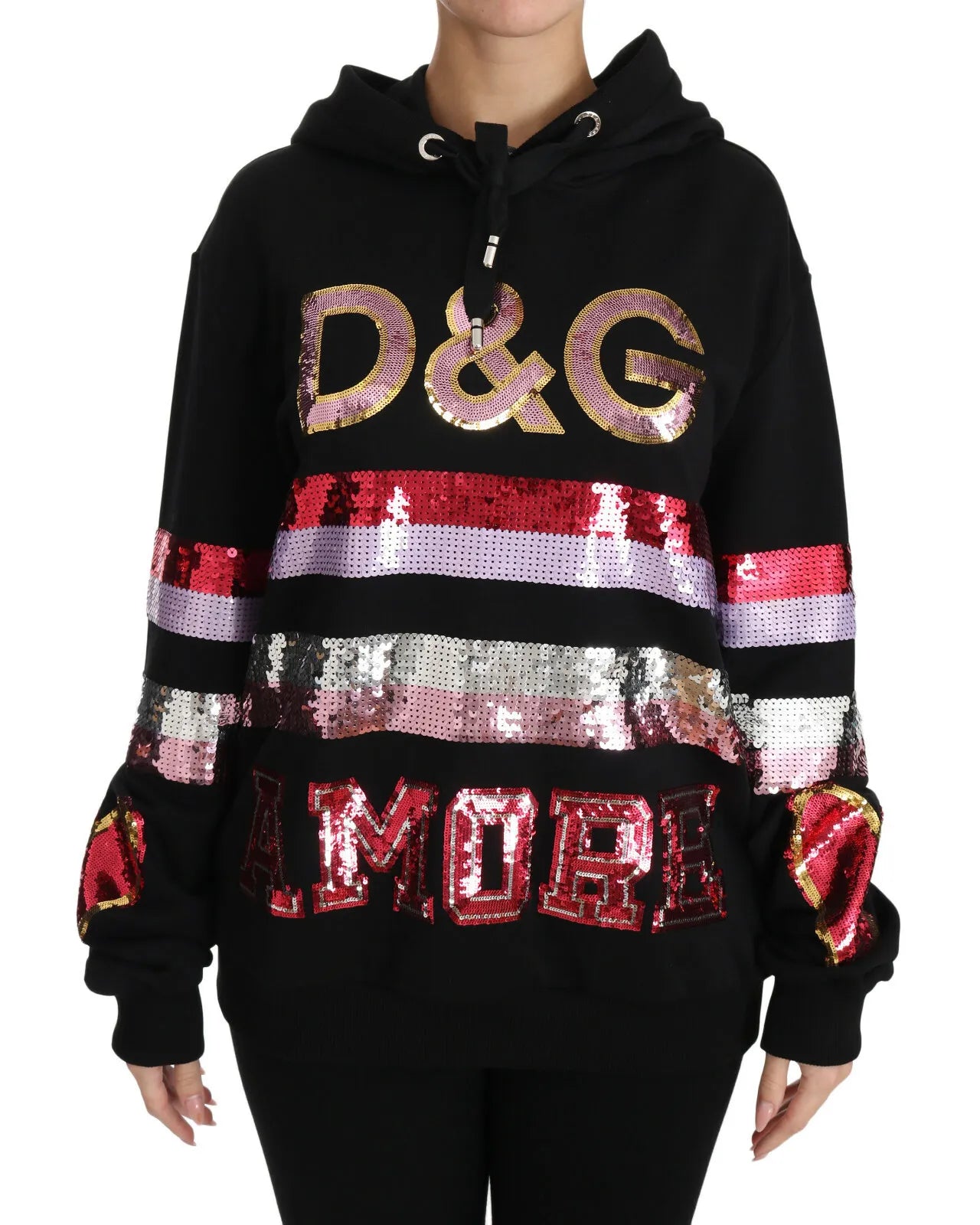 DG Sequined Hooded Pullover Sweater