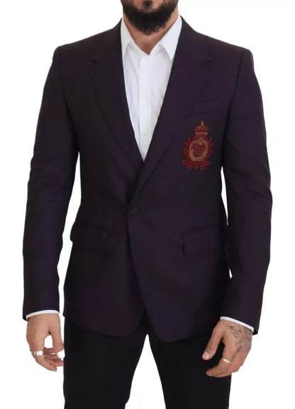 Purple Logo Single Breasted Wool Blazer