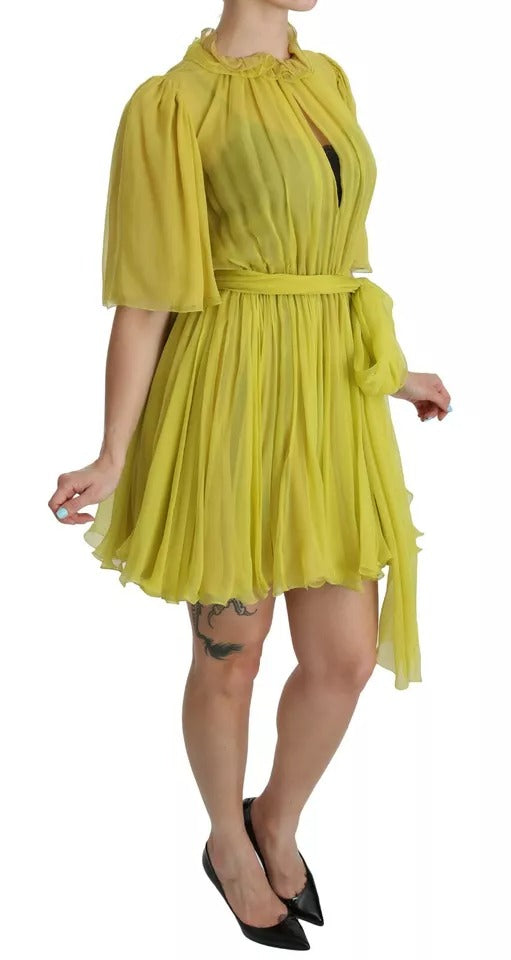 Yellow Shift A-line Silk Gown Dress